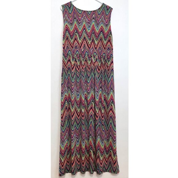 NY COLLECTION Plus Size Multicolor Sleeveless Maxi Dress Rainbow Chevron Stripe - Picture 11 of 15